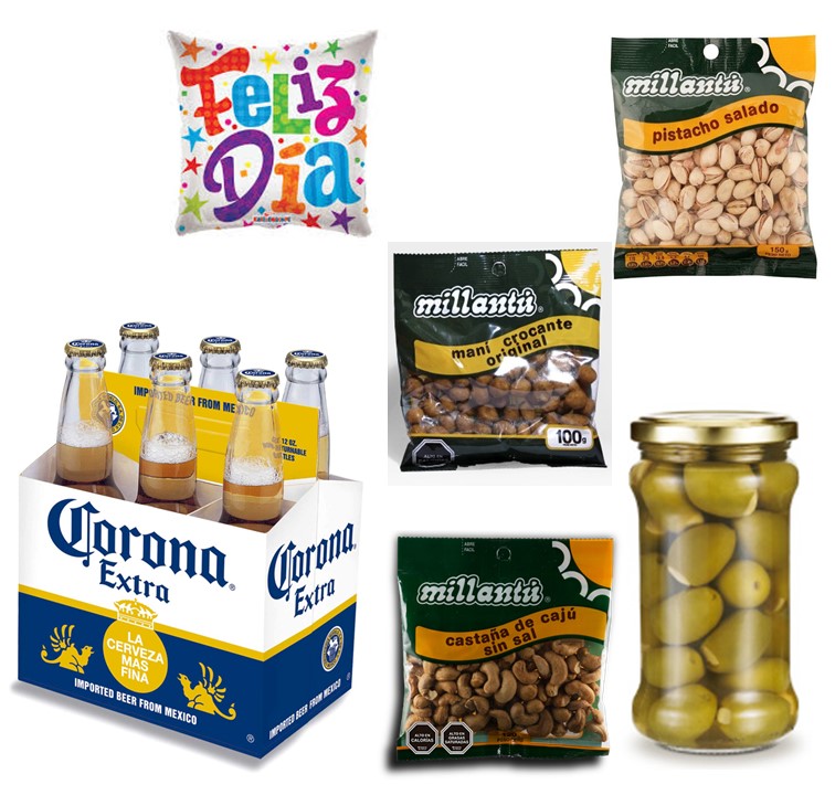 Cerveza Corona, Mani, Pistacho, Castaas, Aceitunas y globito